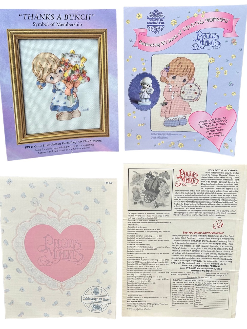 Vintage 90’s Gloria & Pat Precious Moments Mini Cross Stitch Pattern Books